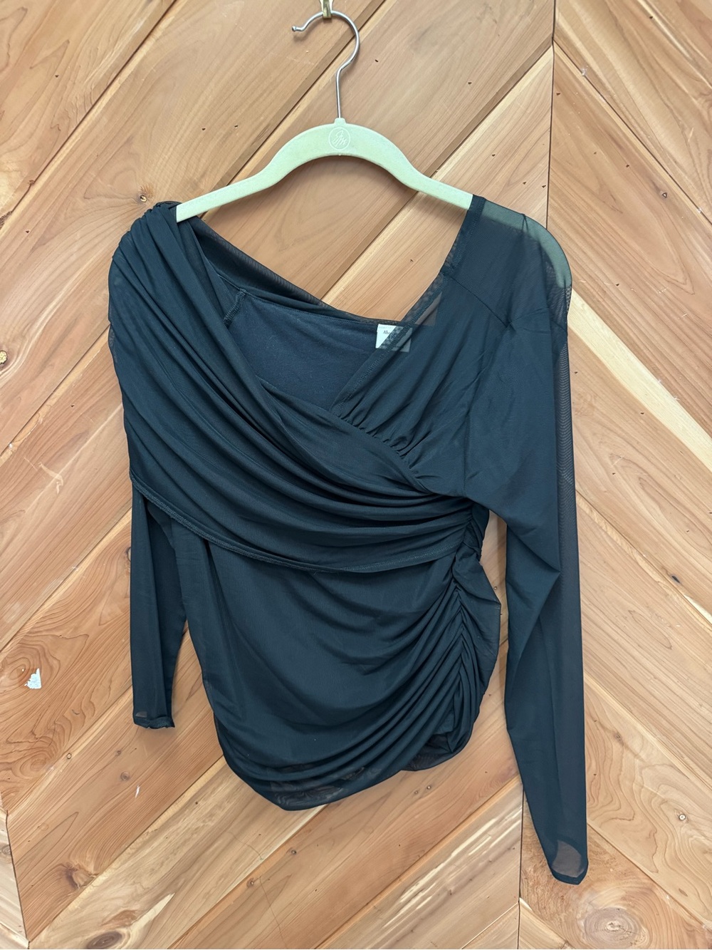 Abercrombie & Fitch Black Draped Long-Sleeve Women’s Top Large